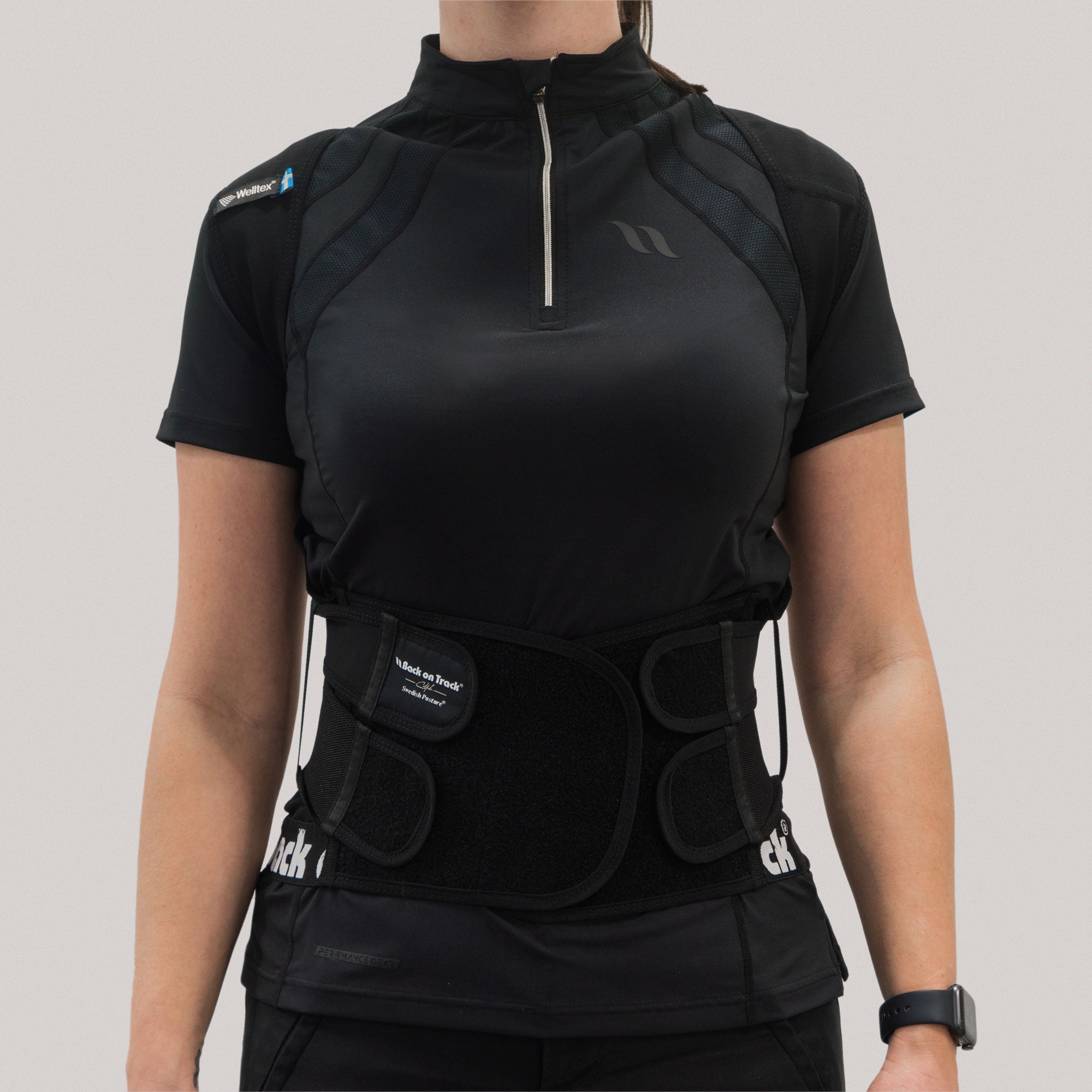 Back on Track Posture Support Vest with ergonomic design, adjustable fit, and infrared fabric for back alignment