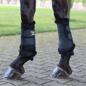 Back on Track 3D Mesh Therapeutic Splint Boots Black Faux Fur Lifestyle