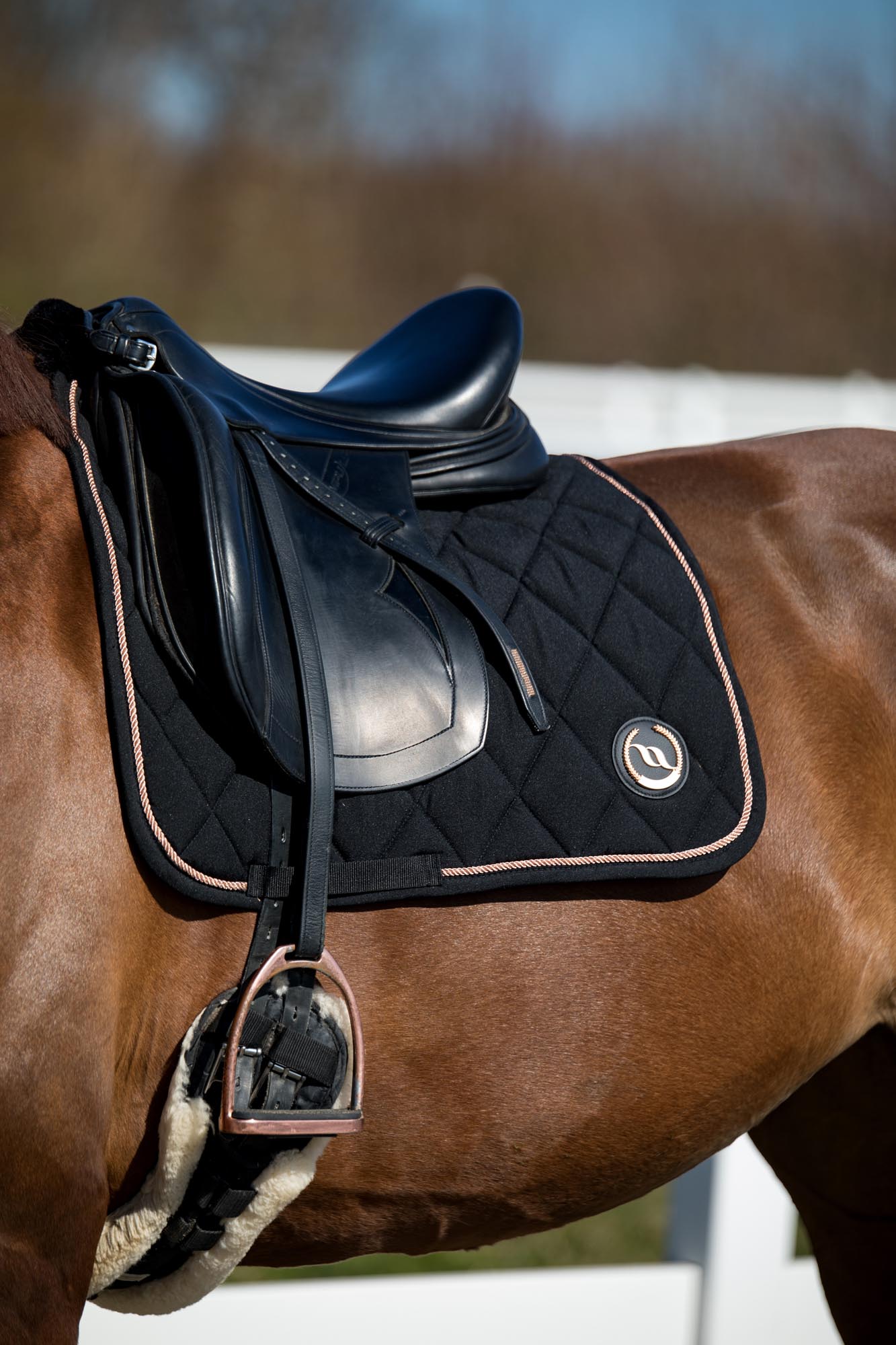 Back on Track Haze Collection dressage saddle pad with elegant quilting and infrared tech for horse comfort