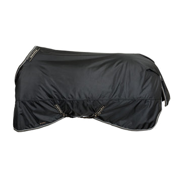 Back on Track Obsidian Turnout Blanket with Neck Cover for horses, offering weather protection and therapeutic support