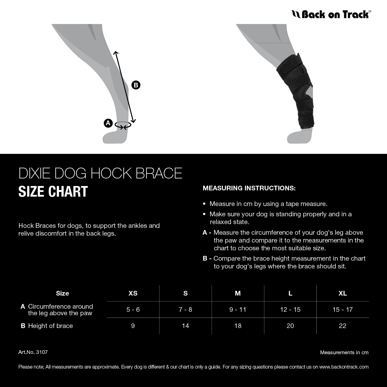 Back on Track Dixie Dog Hock Brace for joint support and stability, designed for comfort and mobility aid