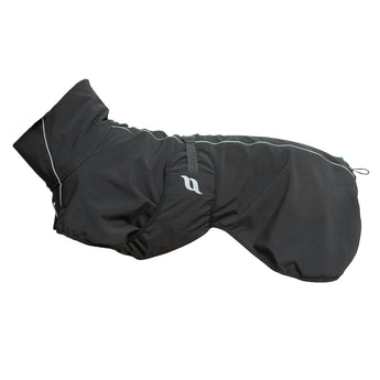 Bark Dog Coat with Iontex®, reflective trim, and ergonomic fit for high tail set dogs' comfort, mobility, and safety