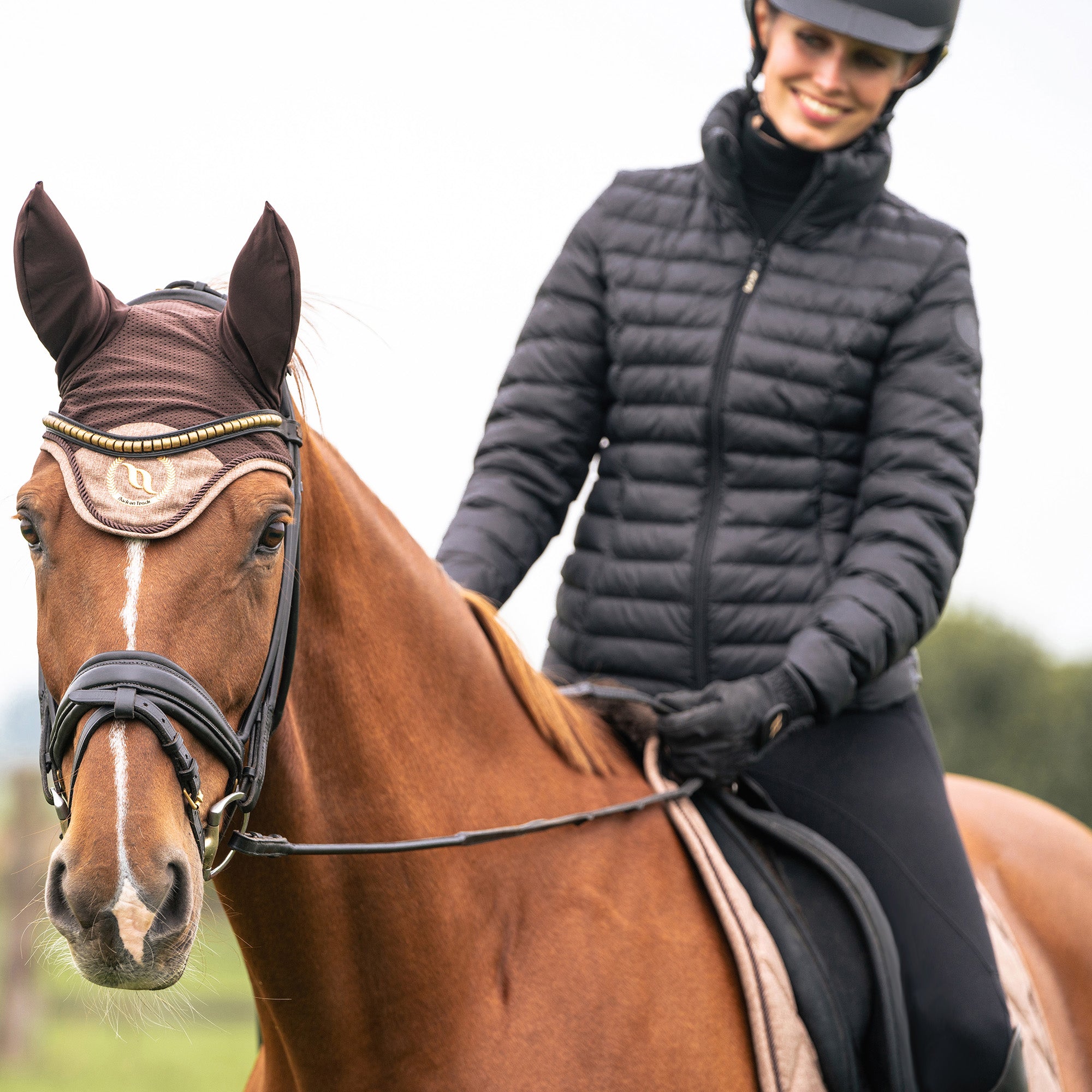 Haze Horse Bonnet with mesh, elastic ears, and Welltex® lining for fly protection, comfort, and elegant style