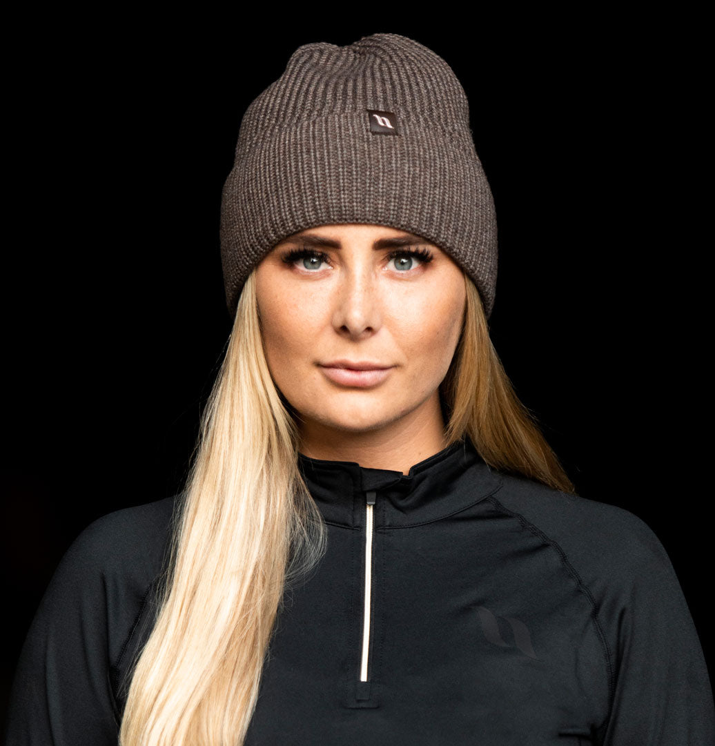Back on Track Ava wool-blend knitted beanie with cuff and infrared tech for cozy warmth and stylish comfort