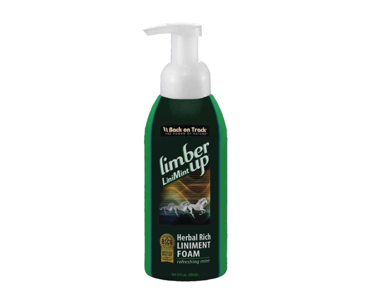 Back on Track Limber Up Liniment Foam – fast-absorbing, soothing foam for muscle relief, recovery, and joint support
