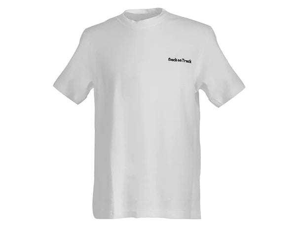 White Classic Short Sleeve Therapeutic T-Shirt by Back on Track USA with Welltex® technology, designed for comfort and muscle support.