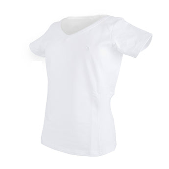 Women's V-Neck Tee with cotton blend, Welltex® tech, and stretch fit for comfort, style, and muscle support